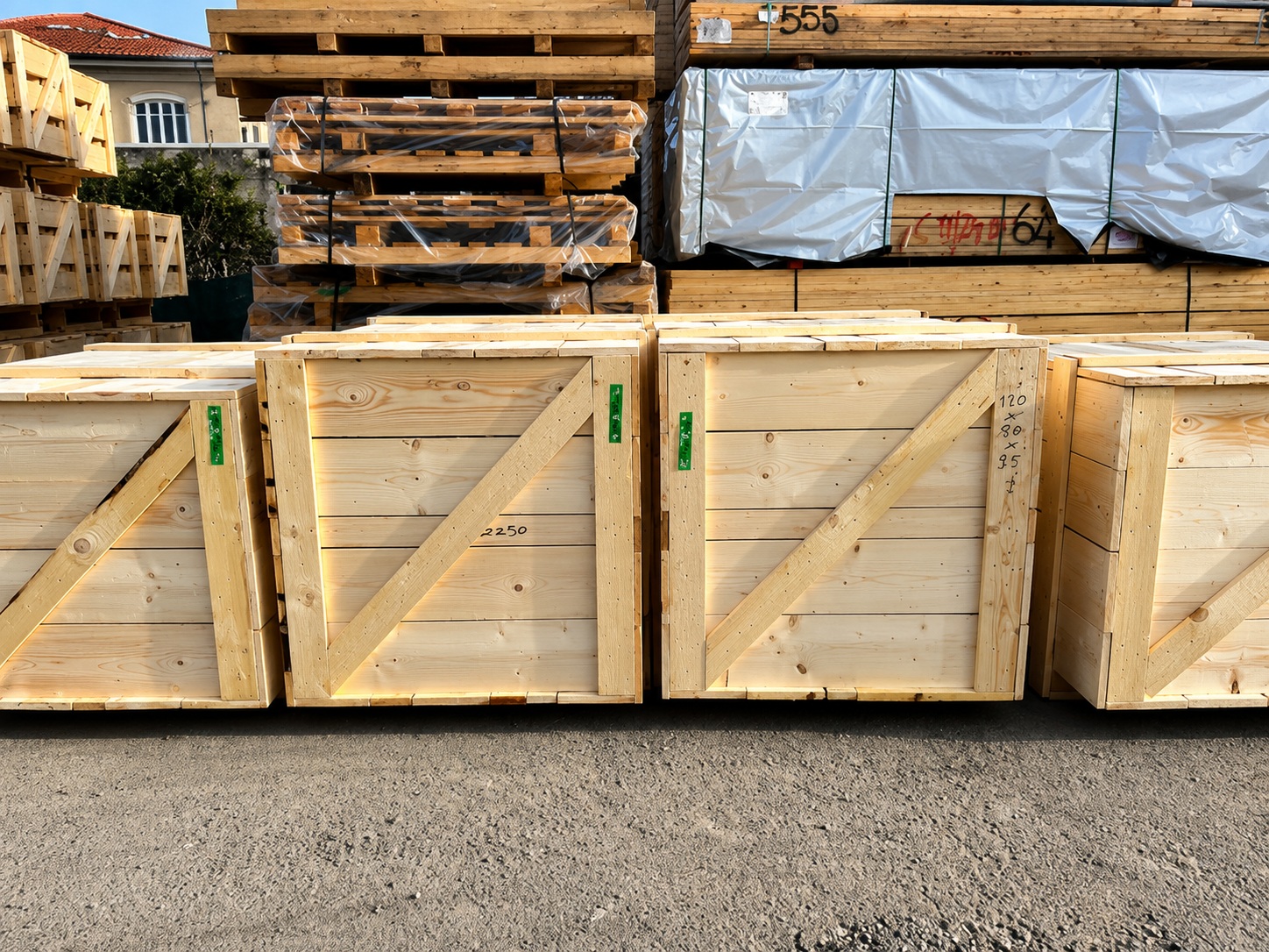 Lavorati in marmo preparati per il trasporto via container